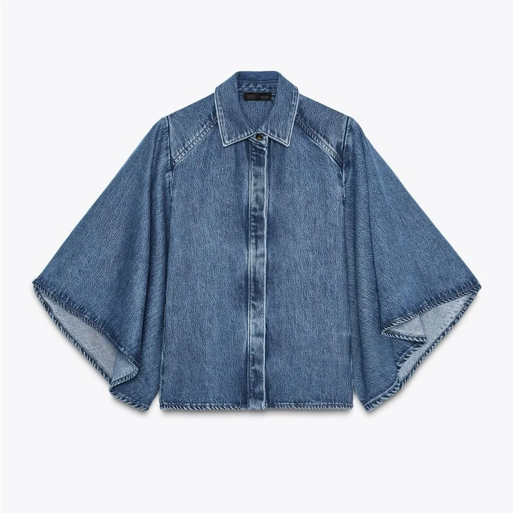 ZARA ZW COLLECTION DENIM KIMONO SHIRT - Picture 7 of 9